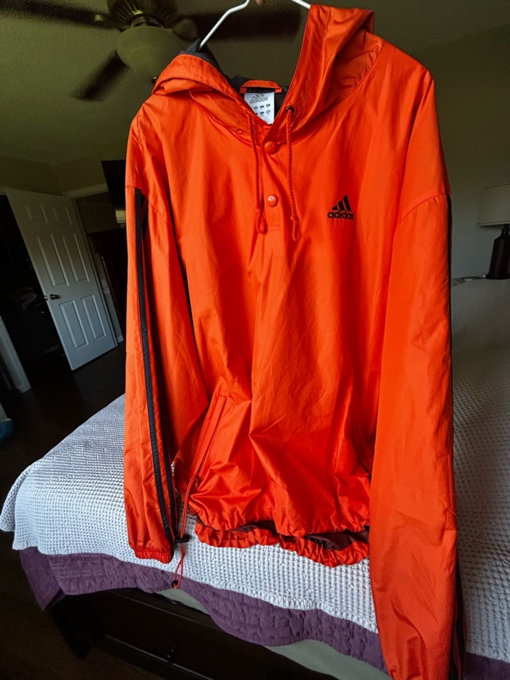 adidas Orange and Black Hooded Windbreaker Jacket